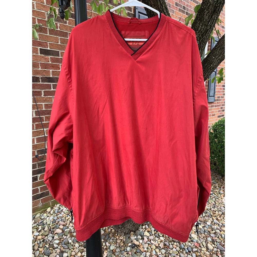 IZOD XFG‎ Golf Pullover Jacket Mens XL Red V Neck Long Sleeve Windbreaker